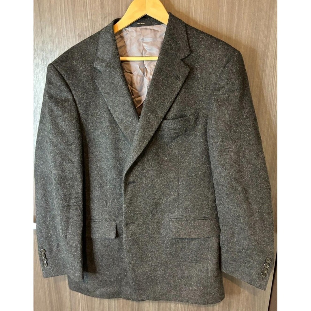 Hart Schaffner Marx Gold Trumpeter Blazer Jacket Mens Gray Lined Single Breasted
